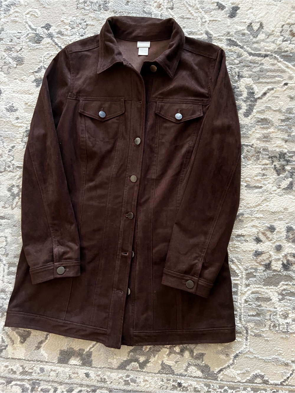 Chico's Rich Chocolate Brown Long Jean-Style Jacket